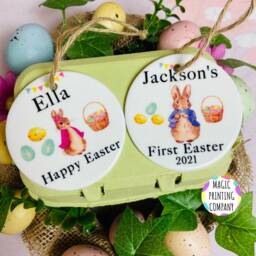 Easter Bunny Decoration Rabbit Gift Bunny Children's Gift Personalised 1st Bauble Present Christening Spring Bunnies - thumbnail 2