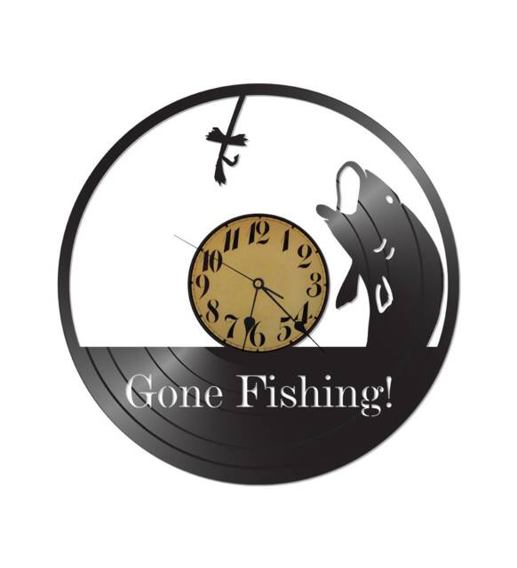 Free Shippinggone Fishing Vinyl Record Clock - image 1