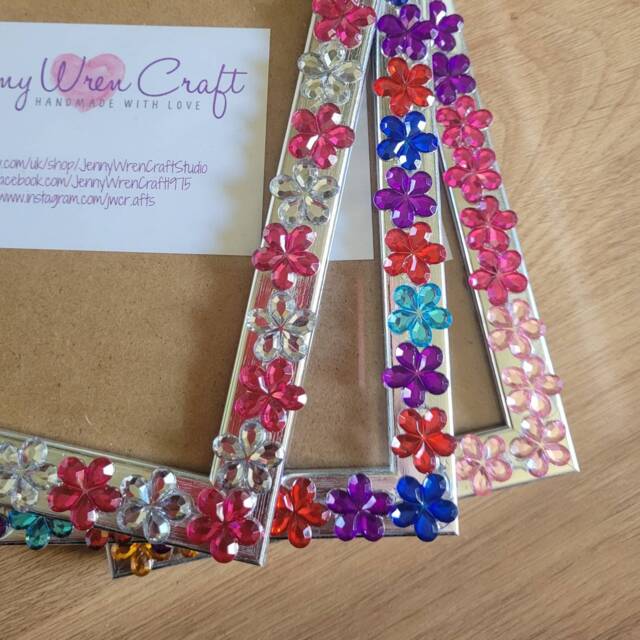 Colourful Rhinestone Flower Shaped Photo Frame 4 X 6 Inches - image 1