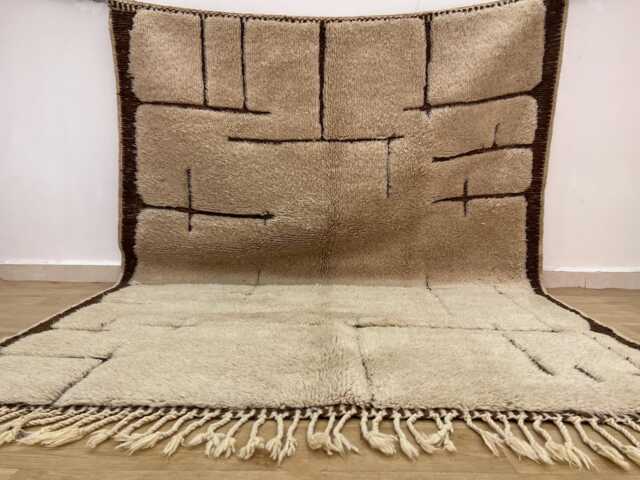 Moroccan Rug 350x450 cm - Beni Ourain Handmade Bohemian Decor Handmade Wool Berber Rug- Rugs For Living Room - image 1