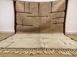 Moroccan Rug 350x450 cm - Beni Ourain Handmade Bohemian Decor Handmade Wool Berber Rug- Rugs For Living Room - thumbnail 1