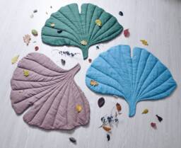 Ginkgo Leaf Play Mat From Natural Linen - 13 Various Colours Available Baby Textile Playmat - thumbnail 1