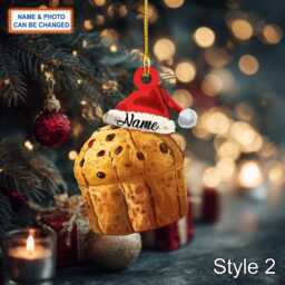 Custom Name Cake Panettone Italy Sweet Personalized Ornament, Christmas Tree Hanging Decor, 2D Flat Acrylic Ornament Holiday Gift - thumbnail 2