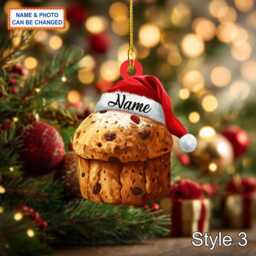 Custom Name Cake Panettone Italy Sweet Personalized Ornament, Christmas Tree Hanging Decor, 2D Flat Acrylic Ornament Holiday Gift - thumbnail 3