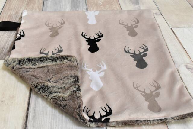 Brown Deer Lovey - Mini Baby Blanket Security Gift Minky Soft Buck - image 1