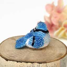 Blue Jay Beaded Miniature Bird Figurine - thumbnail 3