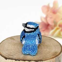 Blue Jay Beaded Miniature Bird Figurine - thumbnail 2