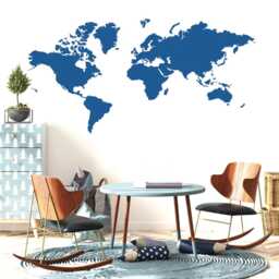 Large World Map Vinyl Decal, Custom Modern Global Wall Art Sticker, Exploring Earth Home Decor, Learn Geography, Push Pin Travel - thumbnail 3