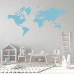 Large World Map Vinyl Decal, Custom Modern Global Wall Art Sticker, Exploring Earth Home Decor, Learn Geography, Push Pin Travel - thumbnail 2