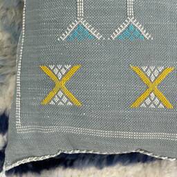 Yakiti-Grey Large Moroccan Pillows, Aka Cactus Silk Pillow, Decorative Pillows, Sabra Pillows, Moroccan Decor Designer Cactus - thumbnail 3