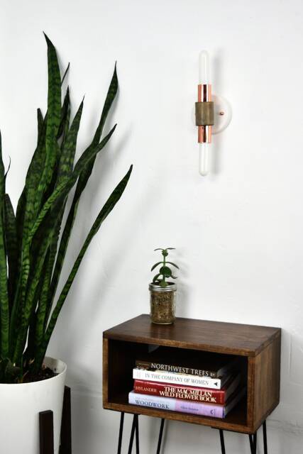 Custom Wood Wall Sconce - Finishes Two Light Fixture Horizontal Or Vertical Modern Lighting Design Plug Hardwired - image 1