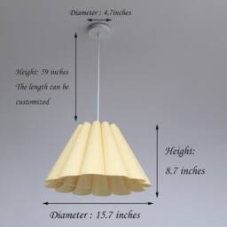 Khaki Pink Pleated Pendant Light Fabric & Acrylic Lampshade - thumbnail 2