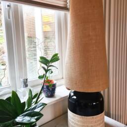 Natural Hessian Extra Tall Cone Lampshade, Conical Fat Lamp Shade - thumbnail 2