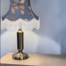 China Blue Hydrangea Lampshade With Cream Fringe Handmade For Ceiling Lights, Table & Floor Standard Lamp Shades - thumbnail 3