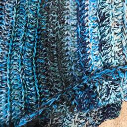Crochet Blanket in Blues, Teals & Grays - thumbnail 3