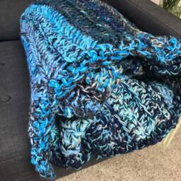 Crochet Blanket in Blues, Teals & Grays - thumbnail 2