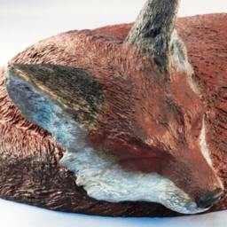 Bronze Red Fox Sculpture Curled Sleeping Vixen Hot Cast Using Lost Wax Method - thumbnail 3