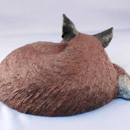 Bronze Red Fox Sculpture Curled Sleeping Vixen Hot Cast Using Lost Wax Method - thumbnail 4
