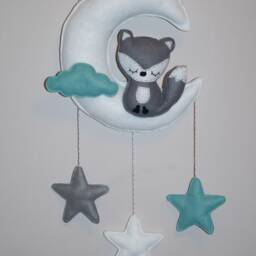 Sleepy Woodland Baby Fox Nursery Felt Wall Decor, Shower Gift - thumbnail 3