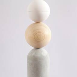 Concrete Tube Pendant Light With Wooden Spheres - thumbnail 2