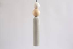 Concrete Tube Pendant Light With Wooden Spheres