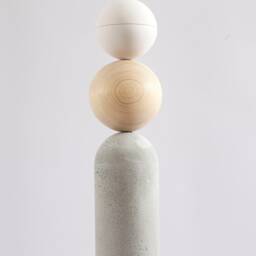 Concrete Tube Pendant Light With Wooden Spheres - thumbnail 3
