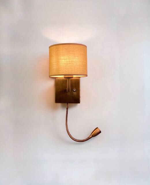 Antique Brass Plug-In Wall Sconce Bedside Reading Lamp - image 1