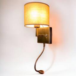 Antique Brass Plug-In Wall Sconce Bedside Reading Lamp - thumbnail 3