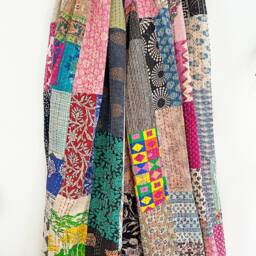 Kantha Stitch Patchwork Pure Cotton Reversible Bed Sofa Picnic Room Throw King Queen Dohar Floral Colourful Burst Bohemian Vibe Fun Joy - thumbnail 2