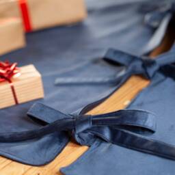 Navy Velvet Tree Skirt, Christmas Monochrome Skirt - thumbnail 2