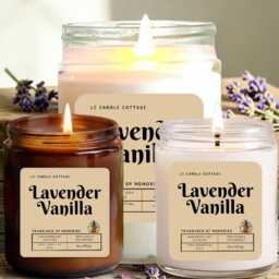 Lavender Vanilla Soy Candle - Handmade With Essential Oils Aromatherapy Home Decor - thumbnail 4