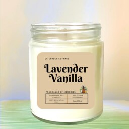 Lavender Vanilla Soy Candle - Handmade With Essential Oils Aromatherapy Home Decor - thumbnail 3