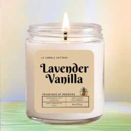 Lavender Vanilla Soy Candle - Handmade With Essential Oils Aromatherapy Home Decor - thumbnail 2