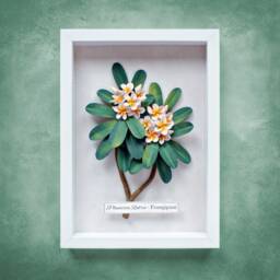 Plumeria Frangipani Wall Art - Tropical Leaves Exotic Flowers Botanical White Green Decor 3D Paper Quilling Gift For Mum - thumbnail 2