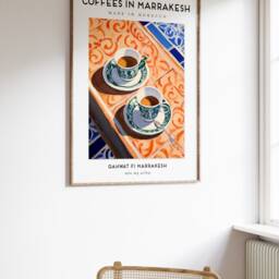 Moroccan Coffee Print, Coffees in Marrakesh Poster, Kitchen Decor, Retro Food & Travel Wall Art, Drink Art - thumbnail 2