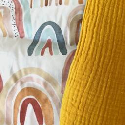 Rainbow Muslin Baby Quilt Blanket - Padded Play Mat - thumbnail 2