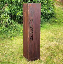 Personalized House Numbers Garden Column, Outdoor Sculpture, Well Pump Cover