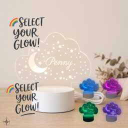Personalized Night Light With Moon & Stars, Custom Name Nightlight For Kids, Nursery Decor, Gifts Birthday Gift - thumbnail 3