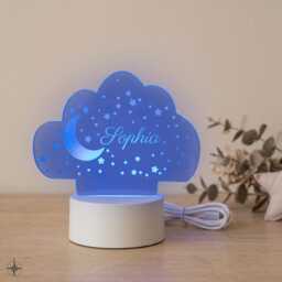 Personalized Night Light With Moon & Stars, Custom Name Nightlight For Kids, Nursery Decor, Gifts Birthday Gift - thumbnail 2