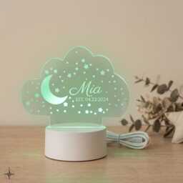Personalized Night Light With Moon & Stars, Custom Name Nightlight For Kids, Nursery Decor, Gifts Birthday Gift