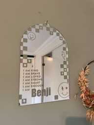 Personalized Affirmation Mirror Emoji Checker Design, Kids Room Decor