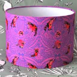 Handmade Whimsical Racoon Lampshade Tula Pink Cotton Drum Shade - thumbnail 2