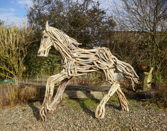 Driftwood Horse Garden Animal Sculpture - image 1