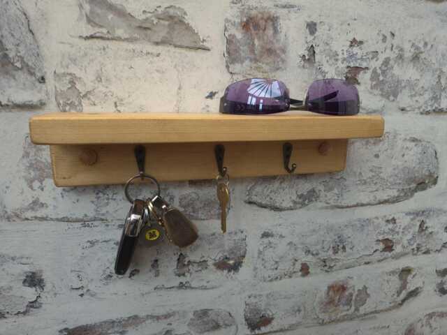 Handmade Rustic Key Rack With Top Shelf - Choice Of Size & Colour - image 1
