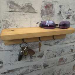 Handmade Rustic Key Rack With Top Shelf - Choice Of Size & Colour - thumbnail 2