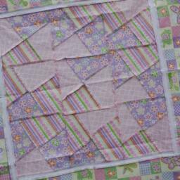Unfinished Quilt Top Ready To Lap Throw Baby Girl Blanket Purple Green Pink Twister - thumbnail 4