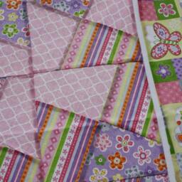 Unfinished Quilt Top Ready To Lap Throw Baby Girl Blanket Purple Green Pink Twister - thumbnail 3
