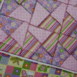 Unfinished Quilt Top Ready To Lap Throw Baby Girl Blanket Purple Green Pink Twister - thumbnail 2