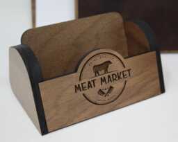 Business Card Holder - Personalized Wooden With Logo Engraving Custom Name Organizer For Offices & Restaurants - thumbnail 1