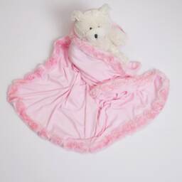 Baby Girl Blanket Pink Receiving With Shabby Chiffon Flowers - thumbnail 3